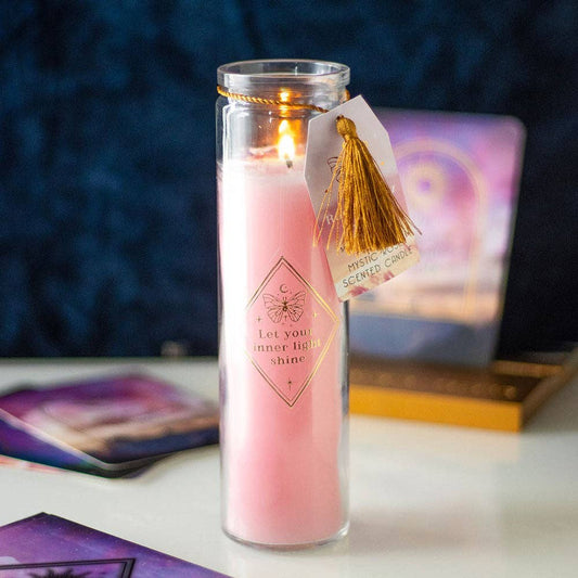 Mystical Rose Tube Candle with Rose Quartz Crystals