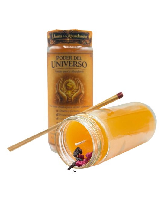 Rituelle Kerze Flamme des Überflusses – Kraft des Universums | Geld & Wohlstand